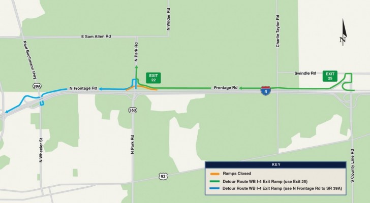 Westbound I-4 Ramps at Park Road Closing this Weekend